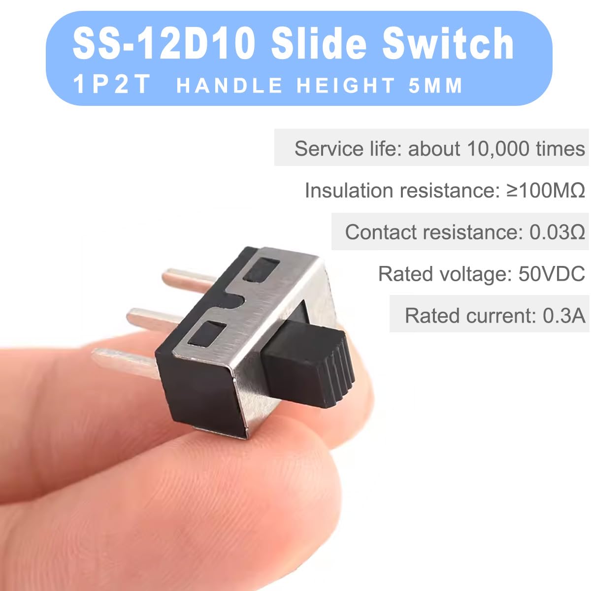 ミニ マイクロ スライド スイッチ 5 mm 高ノブ垂直パネル マウント スライド スイッチ SPDT 3 ピン 2 ポジション DC 50 v 0.3A ラッチング トグル スイッチ