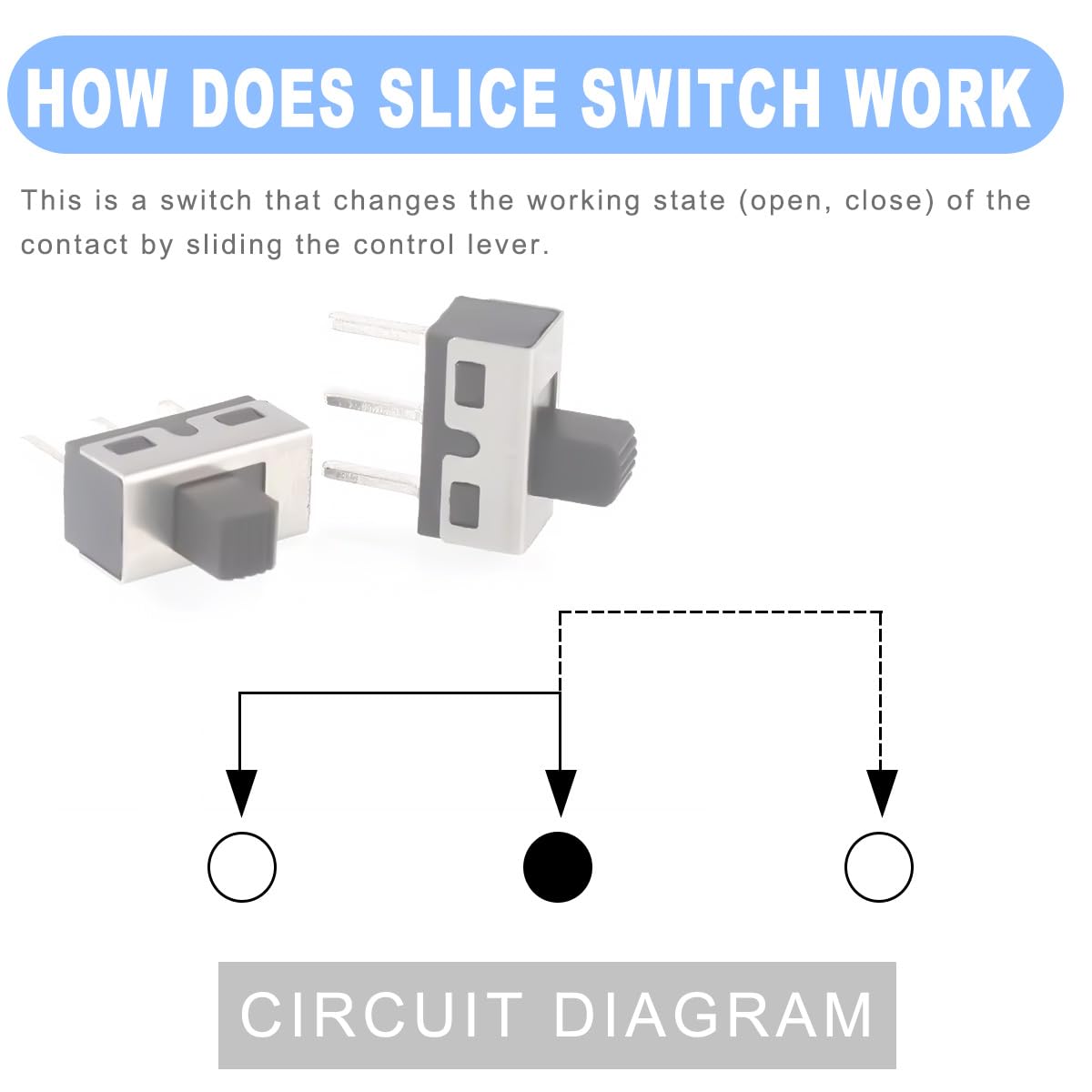 ミニ マイクロ スライド スイッチ 5 mm 高ノブ垂直パネル マウント スライド スイッチ SPDT 3 ピン 2 ポジション DC 50 v 0.3A ラッチング トグル スイッチ