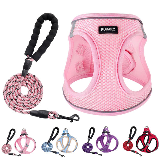 犬 ハーネス 猫 リードセット ボディリング 小型犬用 犬用ハーネス 猫用 服 メッシュ素材 身体にやさしい リフレクタ付き 調節可能 散歩 着脱簡単 伸び防止 人気 ファッション 可愛い