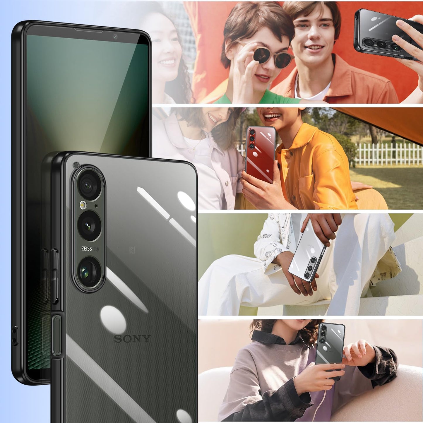 ケース クリア SO-51E SOG13 スマホケース 透明 TPU ワイヤレス充電 XQ-EC44 軽量 薄型 ソニー エクスペリア 1VI カバー 背面クリア 黒 ソフト ストラップホール付き 保護カバー 衝撃吸収 ブラック