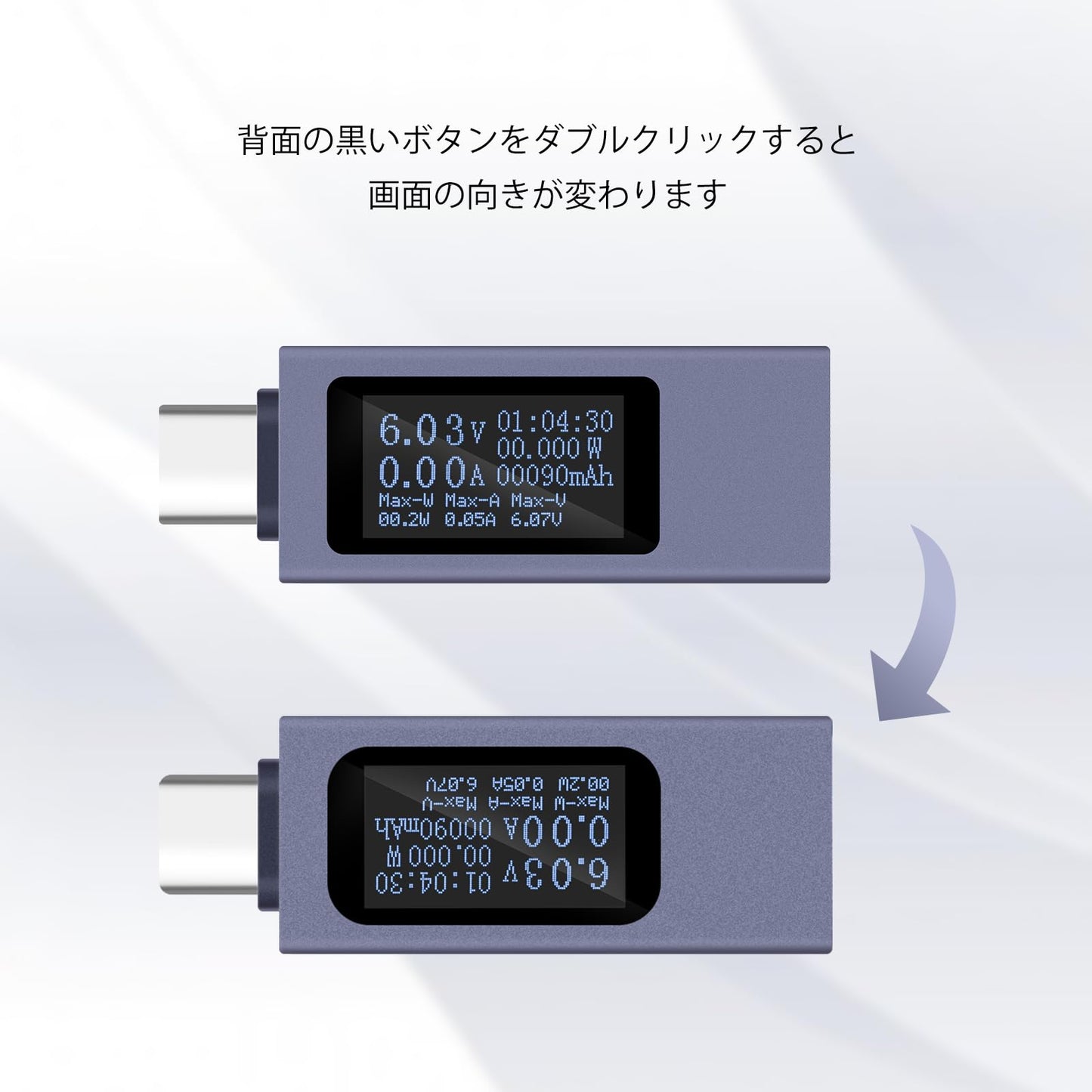 USB C テスター 多機能デジタルテスター DC 4.5-36V 0-8A 電流電圧計 電力容量テスター 複数の急速充電プロトコルに対応 HDスクリーン リアルタイムモニター メモリー機能 Type-C充電器