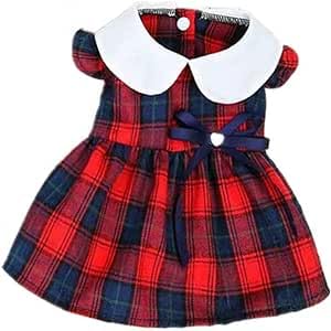 犬服ワンピース春夏秋ワンピースチェック柄夏犬ドレスペット服犬服スカート綿製小型犬中型犬かわいいリボン脱毛保護の日焼かない猫服記念撮影ペット服通気散歩お出かけ吸水速乾服