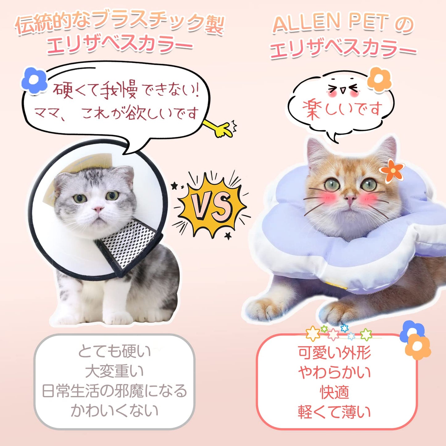 エリザベスカラー 犬用 猫用 ソフト 介護 防水 布製 傷舐め防止 引っ掻き防止 避妊手術 去勢手術（Ｍ／ピンク）