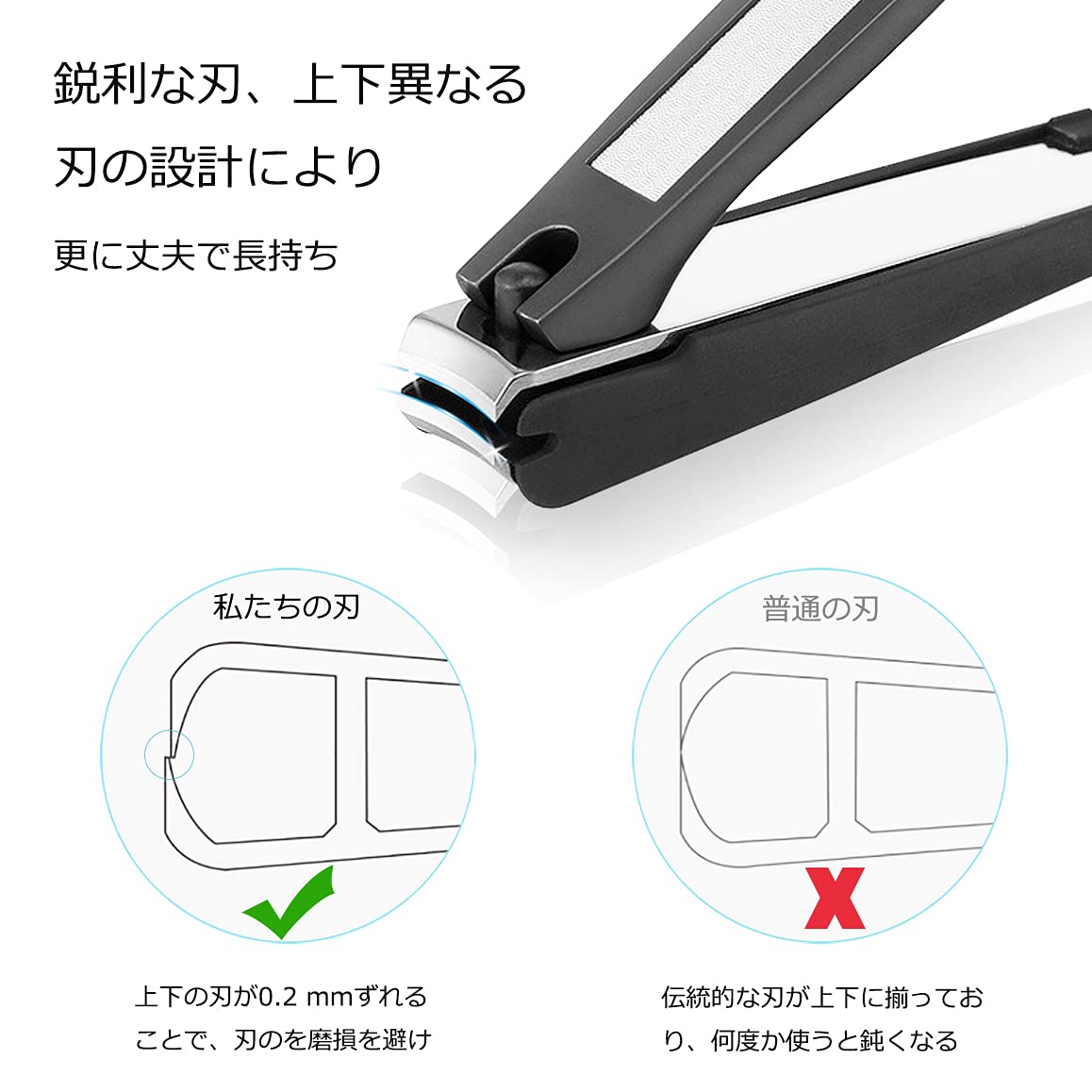 爪切り、つめきり ステンレス製， 高級 飛び散り防止爪切り 金属ケース付き人気ランキング ランキング つめきり(ブラック)