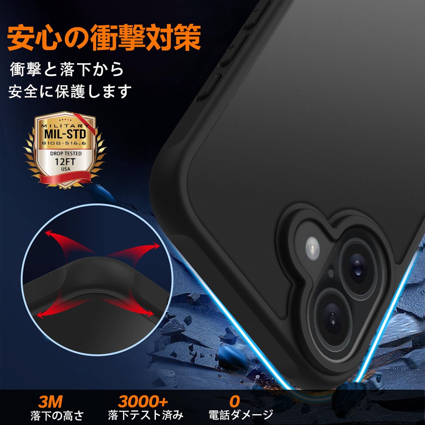 iPhone SE ケース 第2世代 第3世代 iPhone 7 iPhone 8 用 ケース 背面クリア カバー 耐衝撃 滑り止め 指紋防止 米軍MIL規格 黄変防止 ストラップホール付き ワイヤレス充電対応 スマホケース