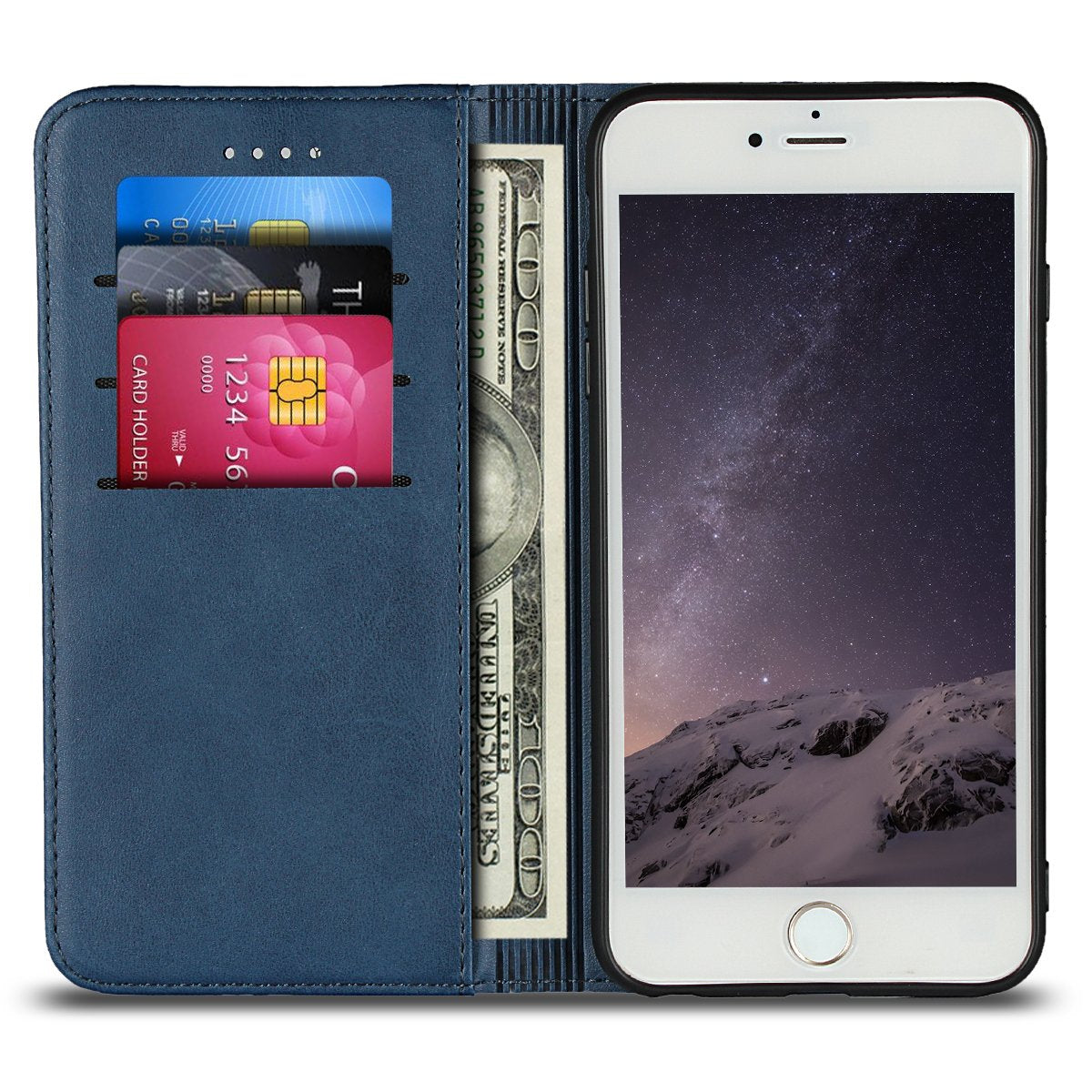 iPhoneSE2 iPhoneSE3 アイホン アイフォン SE2 SE3 スマホケース 手帳 case カバー 適用 iCoverCase マグネット 携帯カバー カード 落ち着いた色 レトロ ネイビー