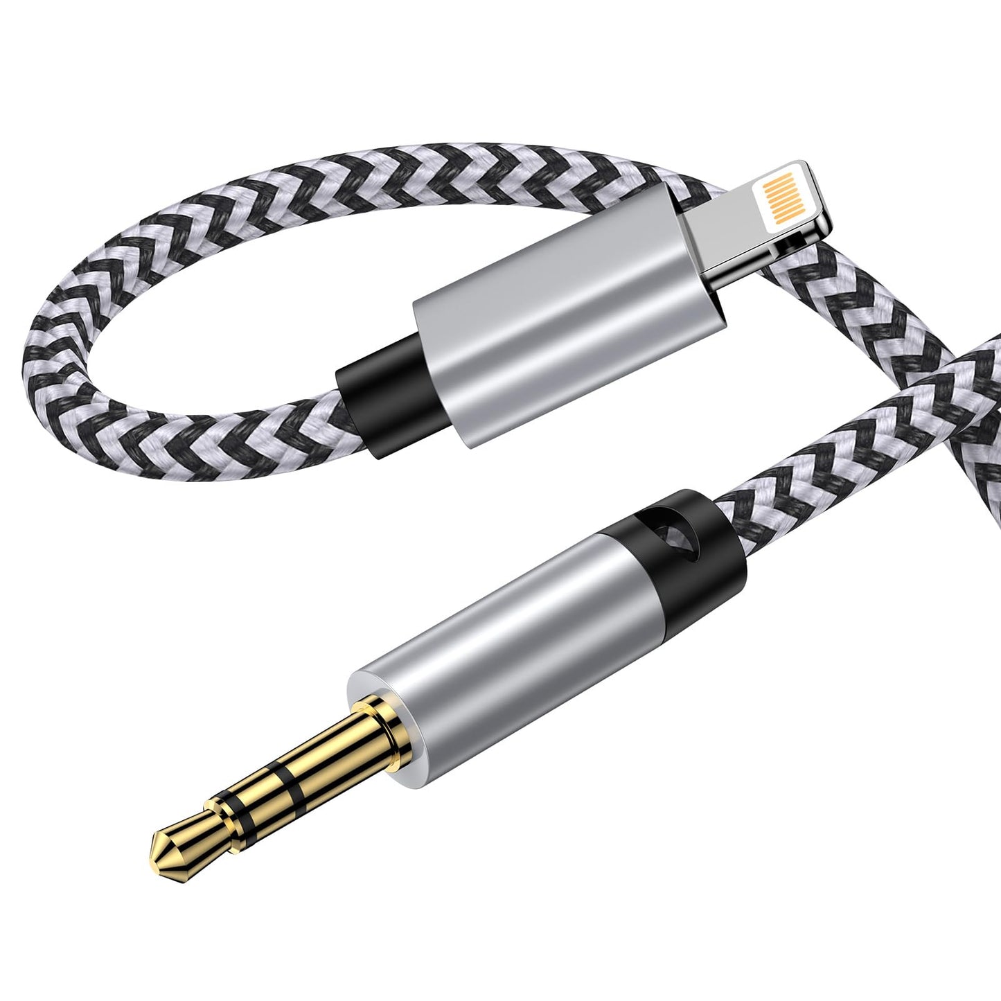 iPhone AUX ケーブル Lightning to 3.5mm ステレオケーブル HiFi音質 高耐久ナイロン編 1m MFi 認証 ライトニングオーディオ Lightning aux 変換ケーブル iphone aux 車載用オーディオケーブル iPhone/iPad/iPod用 ヘッドホン/ホームステレオ/カーステレオ/スピーカー など対応