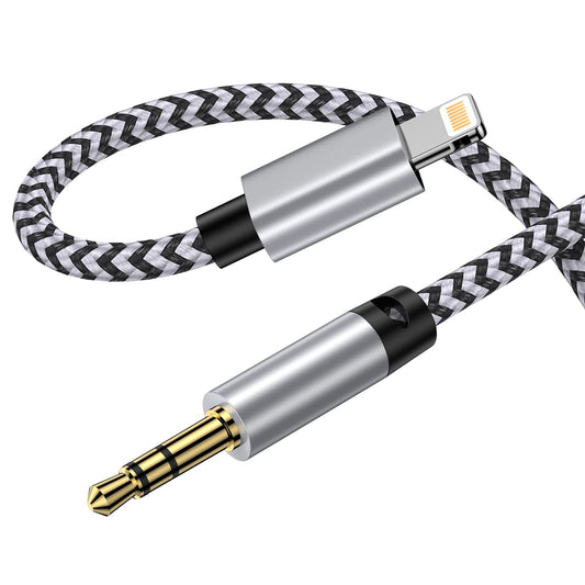 iPhone AUX ケーブル Lightning to 3.5mm ステレオケーブル HiFi音質 高耐久ナイロン編 1m MFi 認証 ライトニングオーディオ Lightning aux 変換ケーブル iphone aux 車載用オーディオケーブル iPhone/iPad/iPod用 ヘッドホン/ホームステレオ/カーステレオ/スピーカー など対応