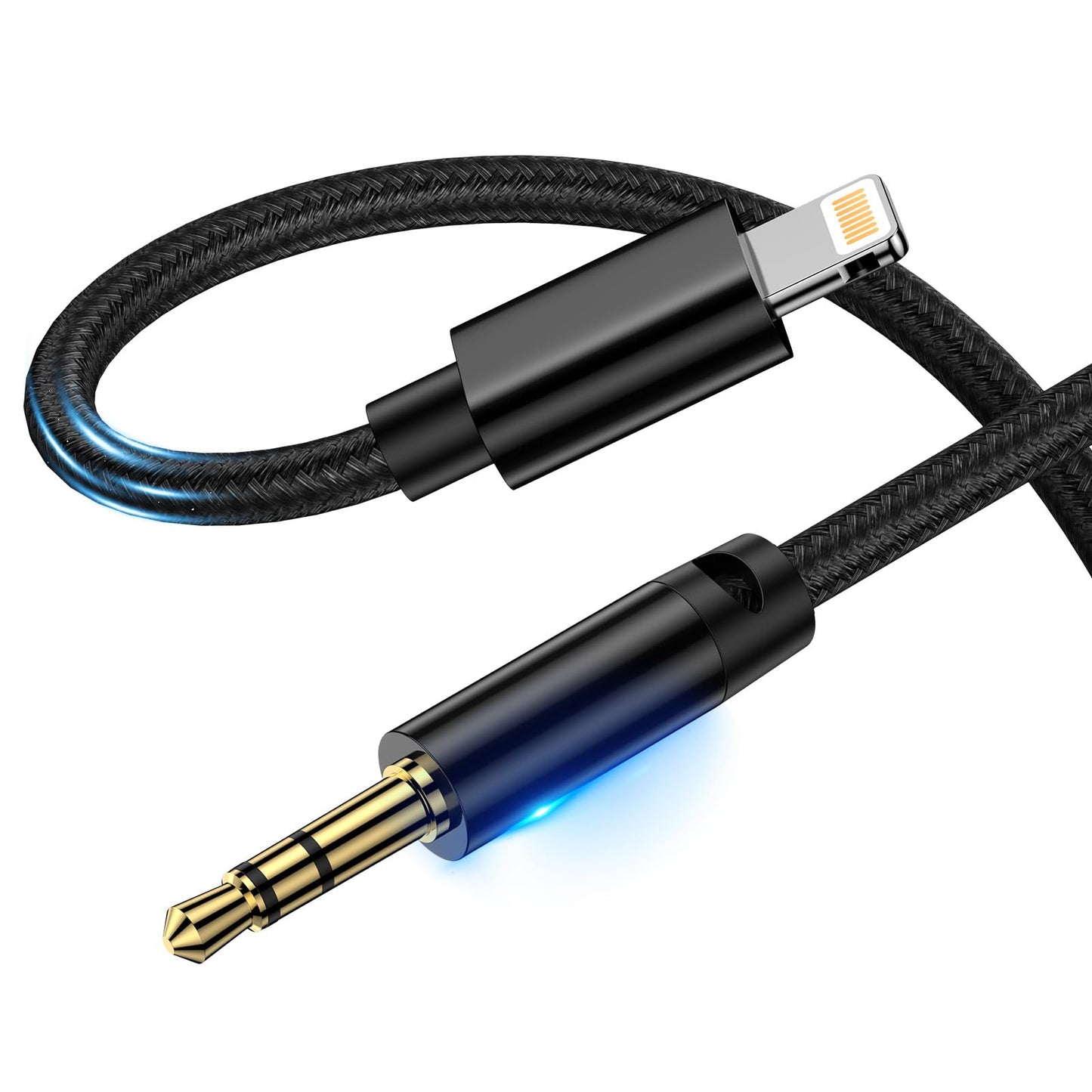 iPhone AUX ケーブル Lightning to 3.5mm ステレオケーブル HiFi音質 高耐久ナイロン編 1m MFi 認証 ライトニングオーディオ Lightning aux 変換ケーブル iphone aux 車載用オーディオケーブル iPhone/iPad/iPod用 ヘッドホン/ホームステレオ/カーステレオ/スピーカー など対応