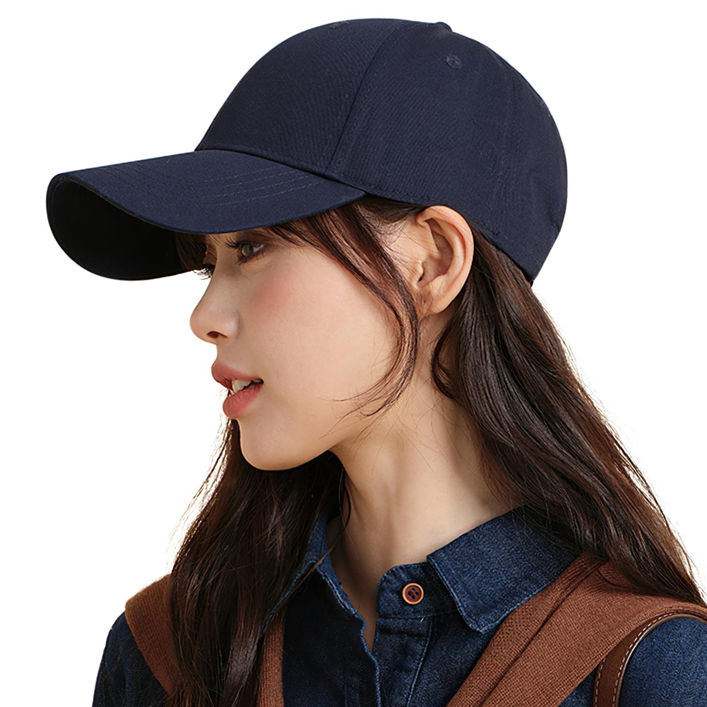 キャップ レディース 大きいサイズ 帽子 【コットン100%・UPF50+認定済・美シルエット】 UVカット帽子 紫外線対策 型崩れない 深め 小顔効果 シンプル おしゃれ 人気 野球帽 アウトドア 男女兼用 調整可能 56-62cm